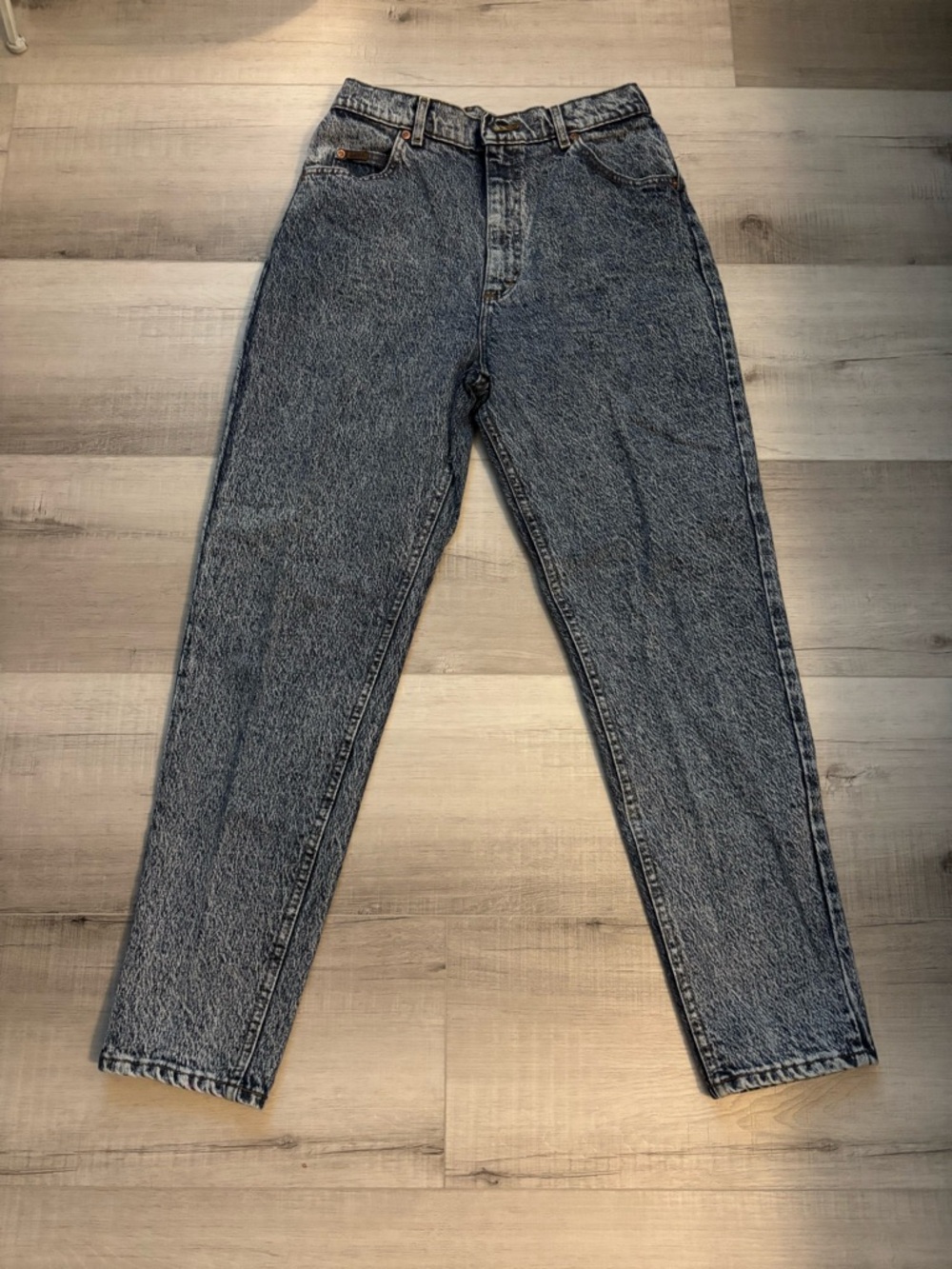 Lee Vintage High Rise Mom Jeans Acid Wash Tapered Size 14 Made USA